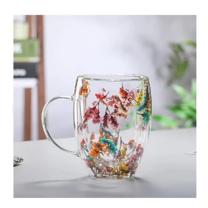 Double-Wall Dry Flower Mug  { 2 pcs }